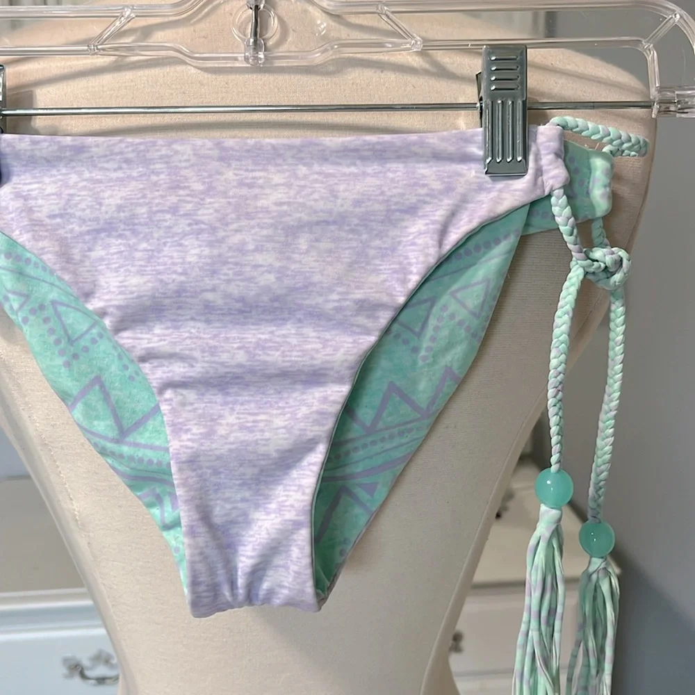 Victorias Secret Bikini Bottom Reversible Lavender Mint Aquamarine Womens Small - Picture 6 of 9